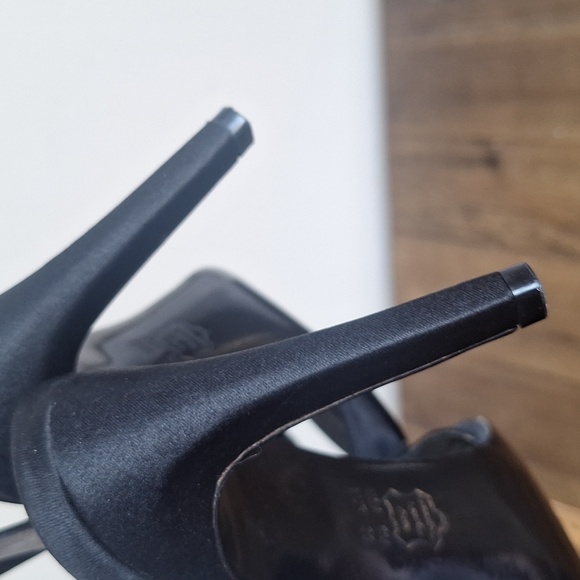 NINA NEW YORK Black Satin Rosette D'orsay Slingback Heels - Size 6M - Picture 12 of 12